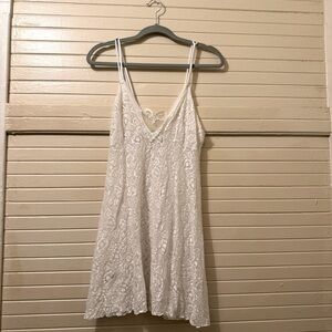 Vintage White Lace Sheer Mini Slip Dress